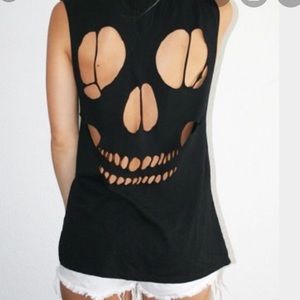 Zara Muscle Tank with Back Cut-out Skull Detail